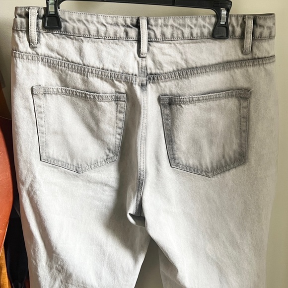 Vervet Ripped Distressed Light Grey Washed Crop Cut Off Baggy Jeans 30 - Picture 7 of 14
